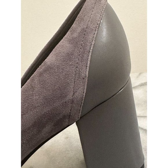 Tommy Hilfiger Genesis Gray Suede Pump Block Heel Round Toe Chunky Size 9.5 - Picture 5 of 13